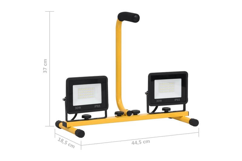 LED-projektør med håndtag 2x30 W kold hvid - Sort - Projektører - Udendørs lamper & belysning - Væglampe udendørs