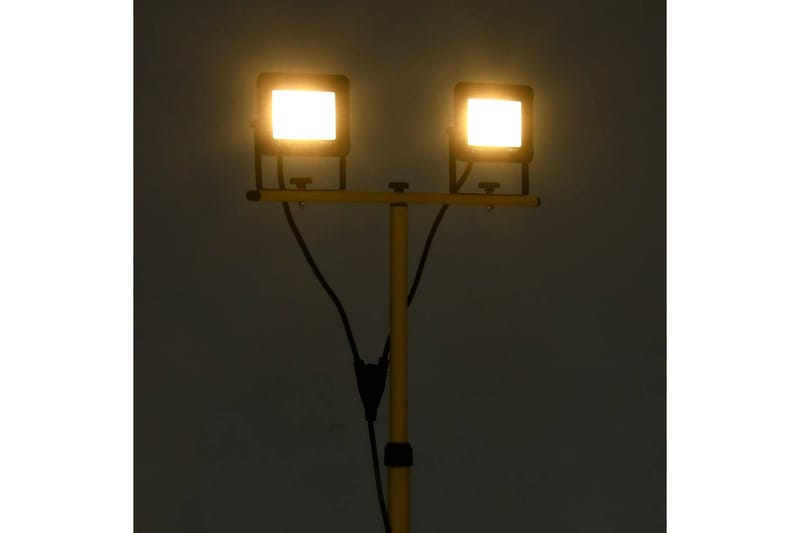 LED-projektør med stativ 2x20 W varm hvid - Sort - Belysning - Udendørs lamper & belysning