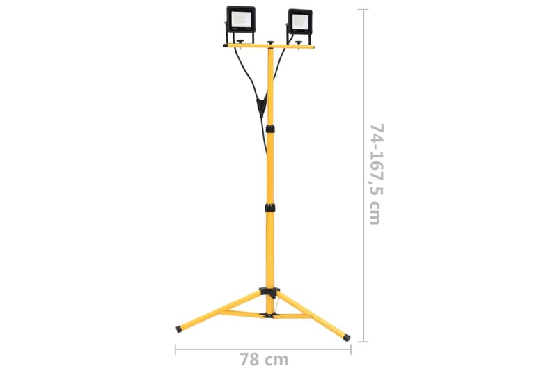 LED-projektør med stativ 2x20 W varm hvid - Sort - Belysning - Udendørs lamper & belysning