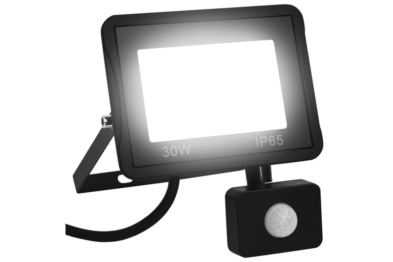 LED-projektør med sensor 30 W kold hvid - Sort - Projektører - Udendørs lamper & belysning - Væglampe udendørs