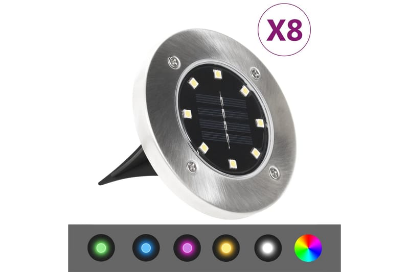 solcellelamper 8 stk. LED-pærer RGB-farve - Belysning - Udendørs lamper & belysning - Nedgravningsspot