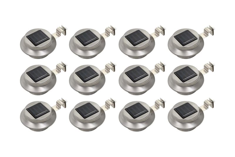 Udendørs Solcellelamper 12 Stk. Led Rund 12 Cm Hvid - Sølv - Belysning - Udendørs lamper & belysning - Solcellelamper
