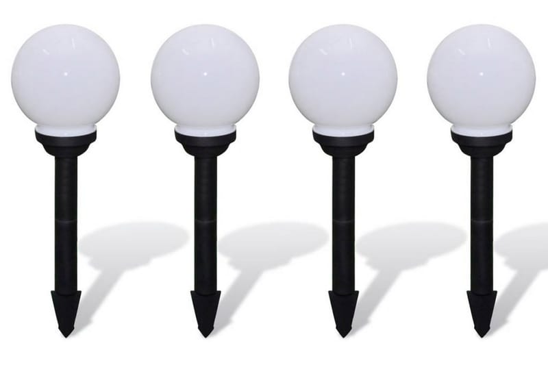 Soldrevet Havelampe Rund Led 15 Cm 4 Stk. Med Jordspyd - Hvid - Belysning - Udendørs lamper & belysning