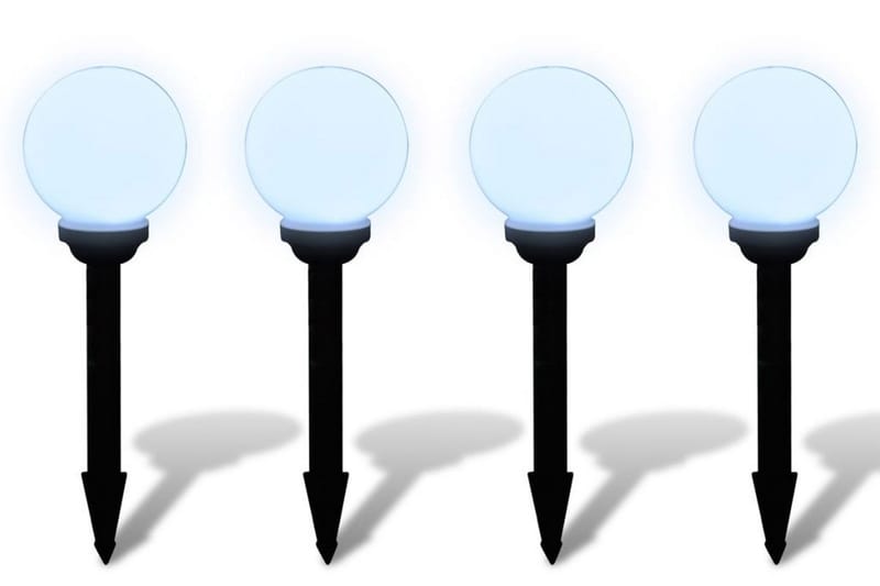 Soldrevet Havelampe Rund Led 15 Cm 4 Stk. Med Jordspyd - Hvid - Belysning - Udendørs lamper & belysning