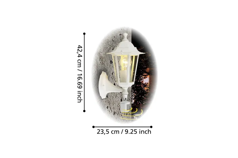Væglampe Eglo Laterna 5 Solcelle med Sensor - Hvid - Belysning - Udendørs lamper & belysning - Søjlelampe & standerlampe
