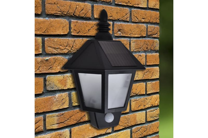 Soldrevne Væglamper 2 Stk. Med Bevægelsessensor Sort - Sort - Udendørs lamper & belysning - Væglampe udendørs - Entrébelysning