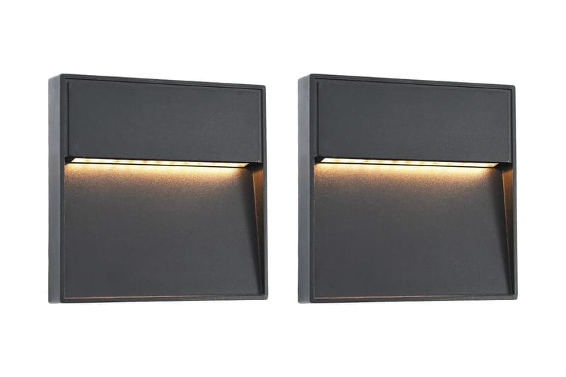 Udendørs Led-Væglamper 2 Stk. 3 W Kvadratisk Sort - Sort - Belysning - Udendørs lamper & belysning - Væglampe udendørs