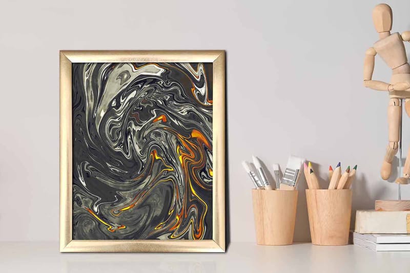 Billede Abstrakt med ramme flerfarvet - 22,3x52,8 cm - Boligtilbehør - Billeder & kunst