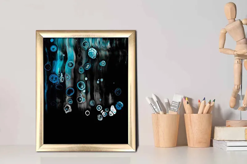 Billede Abstrakt med ramme flerfarvet - 22,3x52,8 cm - Boligtilbehør - Billeder & kunst