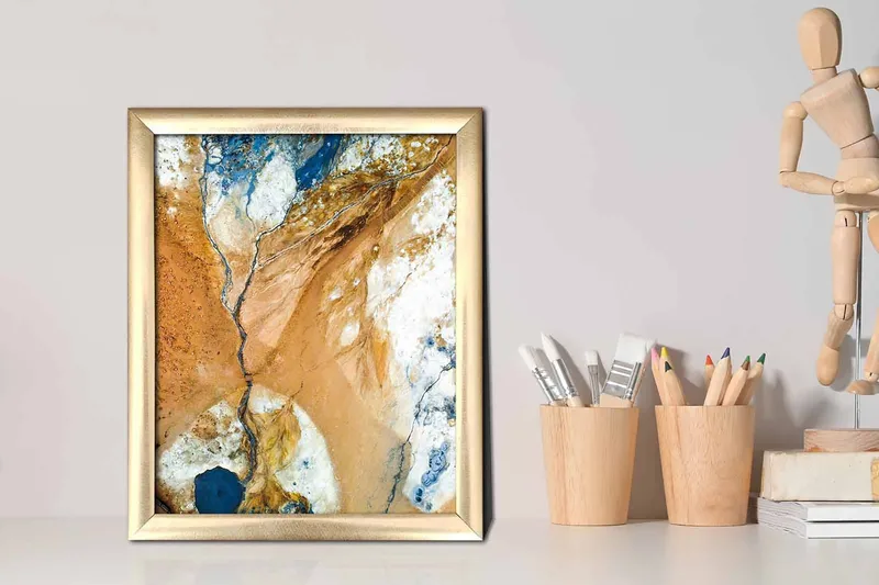 Billede Abstrakt med ramme flerfarvet - 22,3x52,8 cm - Boligtilbehør - Billeder & kunst