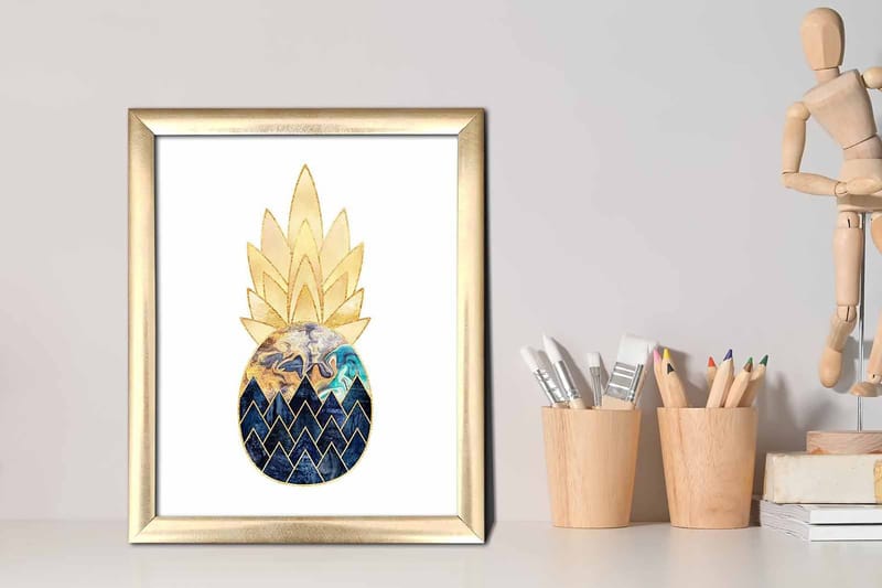 Billede Abstrakt med ramme flerfarvet - 22,3x52,8 cm - Boligtilbehør - Billeder & kunst