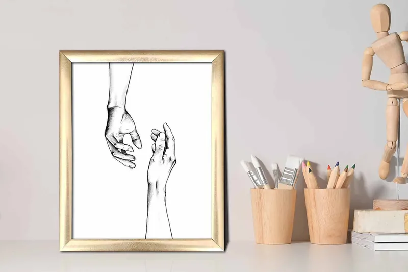 Billede Abstrakt med ramme flerfarvet - 22,3x52,8 cm - Boligtilbehør - Billeder & kunst