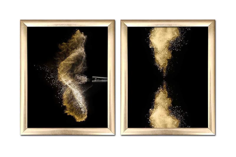 Billede Abstrakt med stel 2 stk Flerfarvet, 22,3x52,8 cm