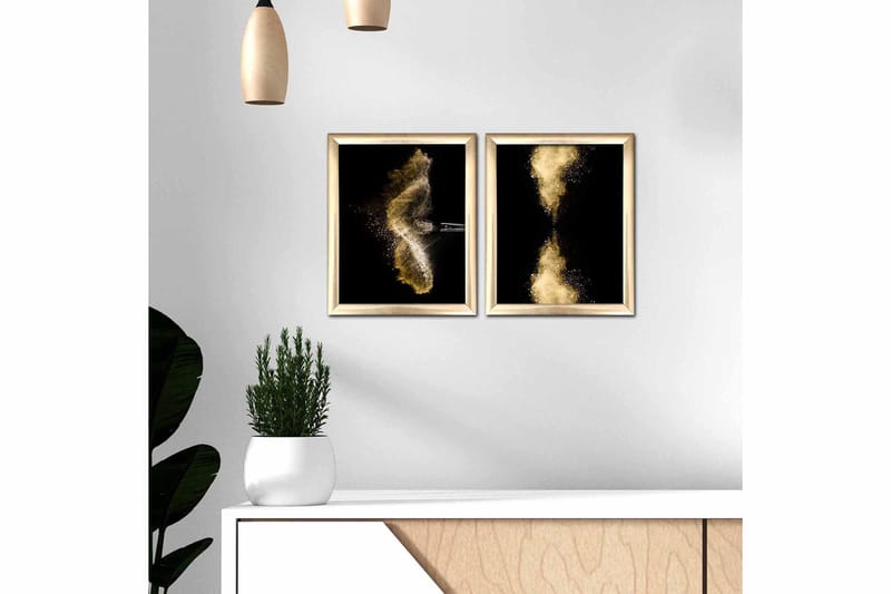 Billede Abstrakt med stel 2 stk Flerfarvet - 22,3x52,8 cm - Boligtilbehør - Billeder & kunst