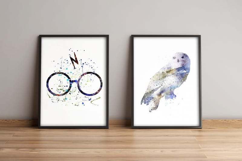 Billede Animal with Frame 2 stk Flerfarvet, 33x65 cm