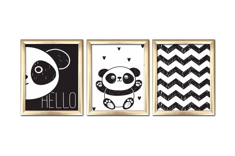 Billede Animal with Frame 3 stk Flerfarvet, 22,3x52,8 cm