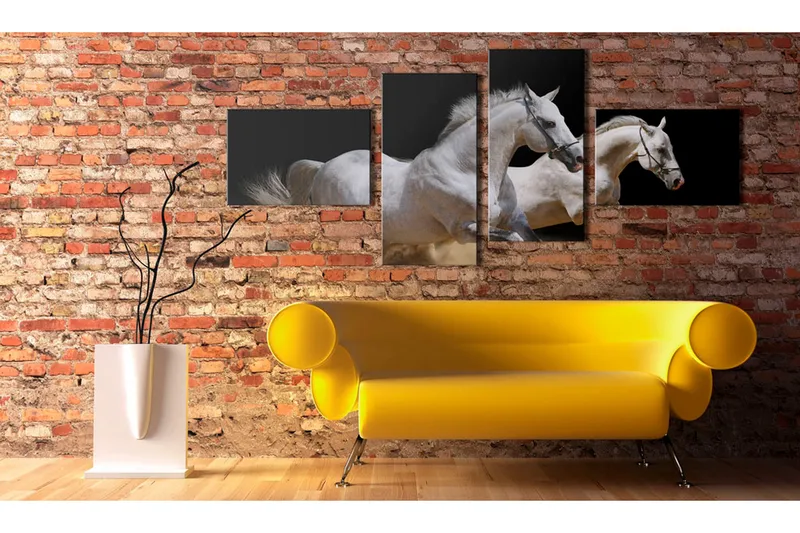 Billede Animal World- White Horses Galloping 100x45, Artgeist sp. z o. o.
