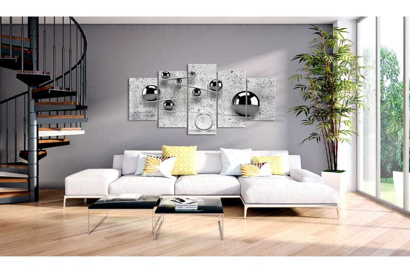 Billede Balls And Concrete 5 Parts Wide 200x100 - Artgeist sp. z o. o. - Boligtilbehør - Billeder & kunst - Billeder på lærred
