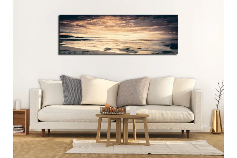 Billede Beach in Crete (1 del) Smal gul 120x40, Artgeist sp. z o. o.
