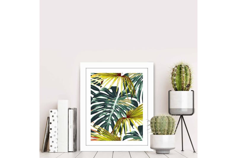 Billede Blomster med ramme flerfarvet - 22,3x52,8 cm - Boligtilbehør - Billeder & kunst