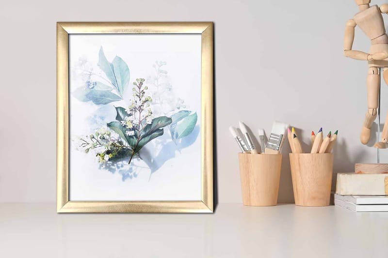 Billede Blomster med ramme flerfarvet - 22,3x52,8 cm - Boligtilbehør - Billeder & kunst
