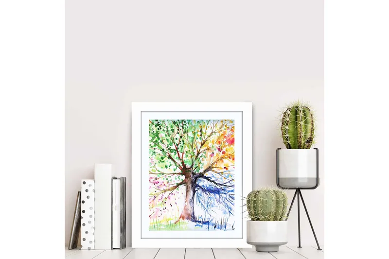 Billede Blomster med ramme flerfarvet - 22,3x52,8 cm - Boligtilbehør - Billeder & kunst