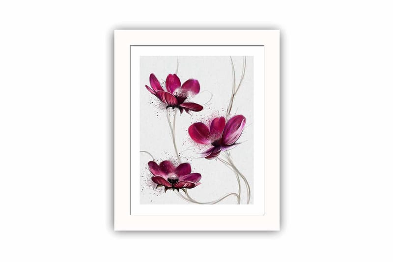 Billede Blomster med ramme flerfarvet - 22,3x52,8 cm - Boligtilbehør - Billeder & kunst