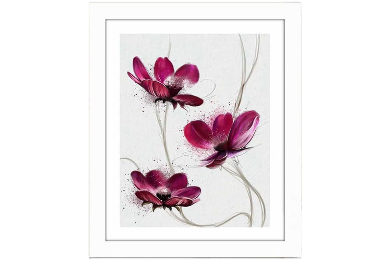 Billede Blomster med ramme flerfarvet - 22,3x52,8 cm - Boligtilbehør - Billeder & kunst