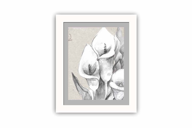 Billede Blomster med ramme flerfarvet, 22,3x52,8 cm