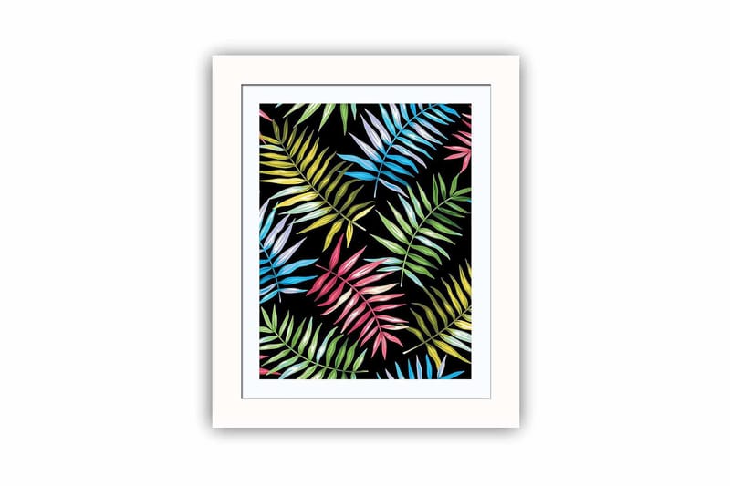 Billede Blomster med ramme flerfarvet, 22,3x52,8 cm