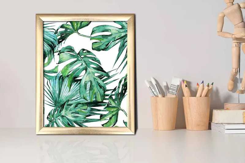 Billede Blomster med ramme flerfarvet - 22,3x52,8 cm - Boligtilbehør - Billeder & kunst