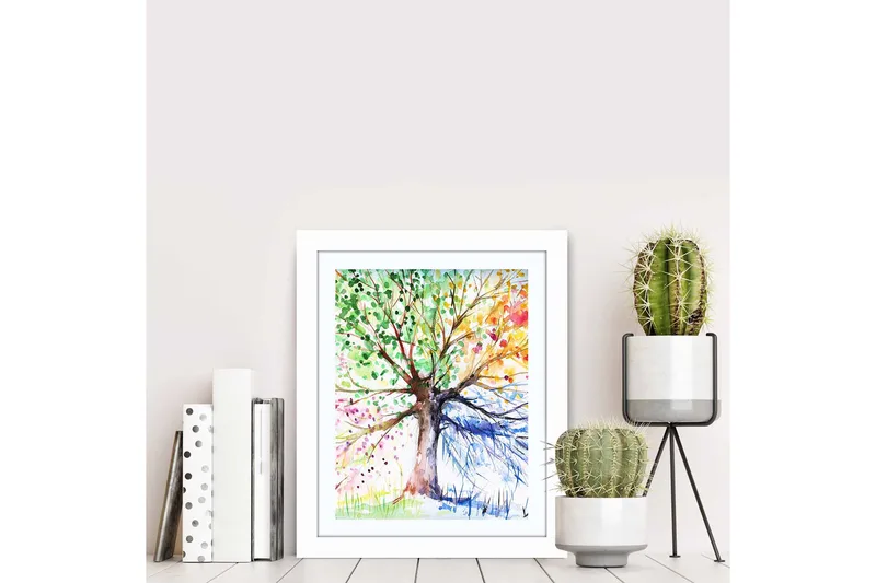 Billede Blomster med ramme flerfarvet - 22,3x52,8 cm - Boligtilbehør - Billeder & kunst