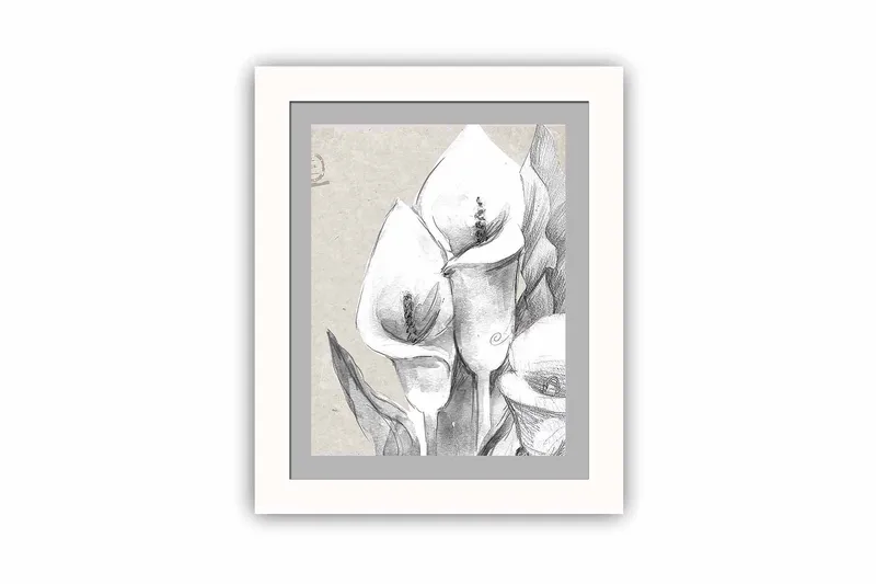 Billede Blomster med ramme flerfarvet, 22,3x52,8 cm