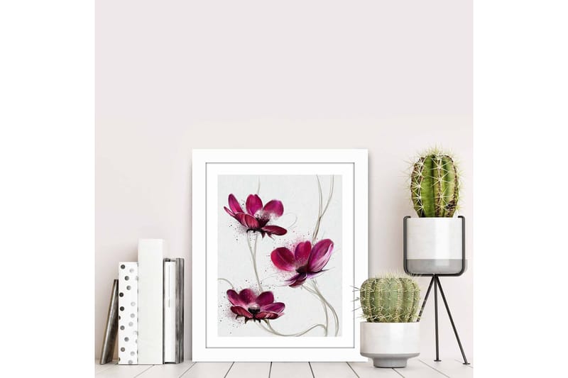 Billede Blomster med ramme flerfarvet - 22,3x52,8 cm - Boligtilbehør - Billeder & kunst