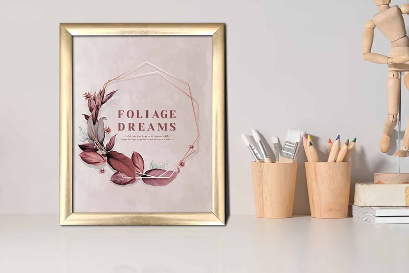 Billede Blomster med ramme flerfarvet - 22,3x52,8 cm - Boligtilbehør - Billeder & kunst