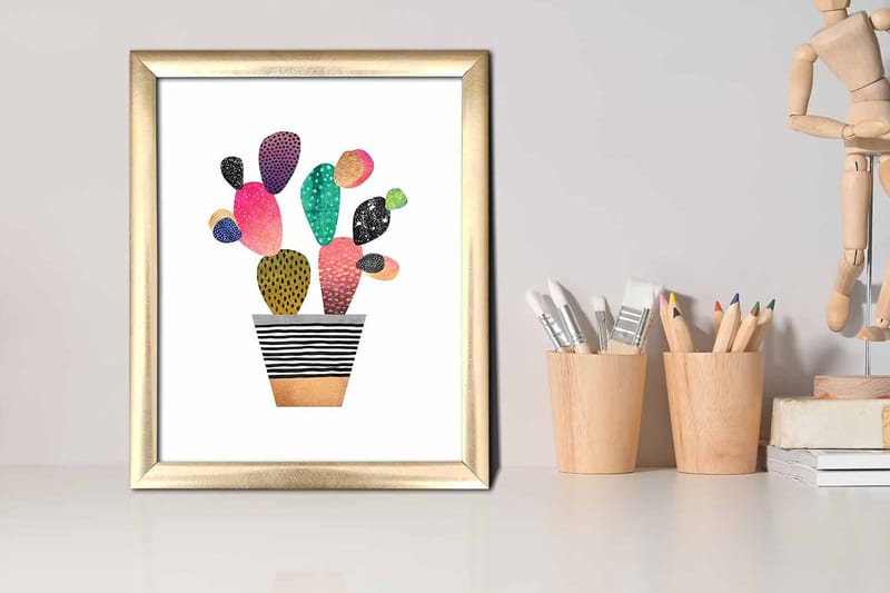 Billede Blomster med ramme flerfarvet - 22,3x52,8 cm - Boligtilbehør - Billeder & kunst