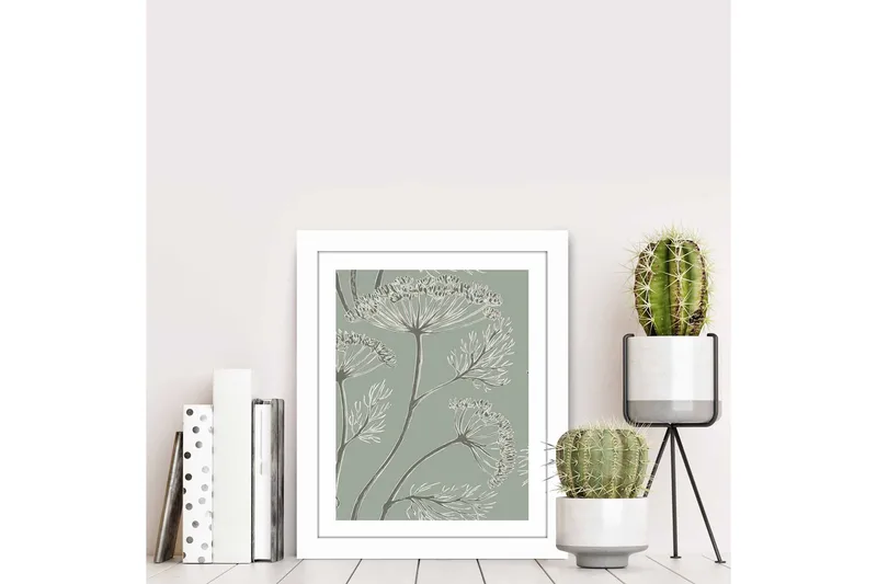 Billede Blomster med ramme flerfarvet - 22,3x52,8 cm - Boligtilbehør - Billeder & kunst