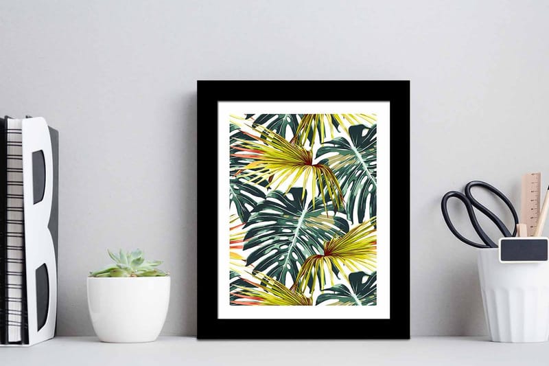 Billede Blomster med ramme flerfarvet - 22,3x52,8 cm - Boligtilbehør - Billeder & kunst