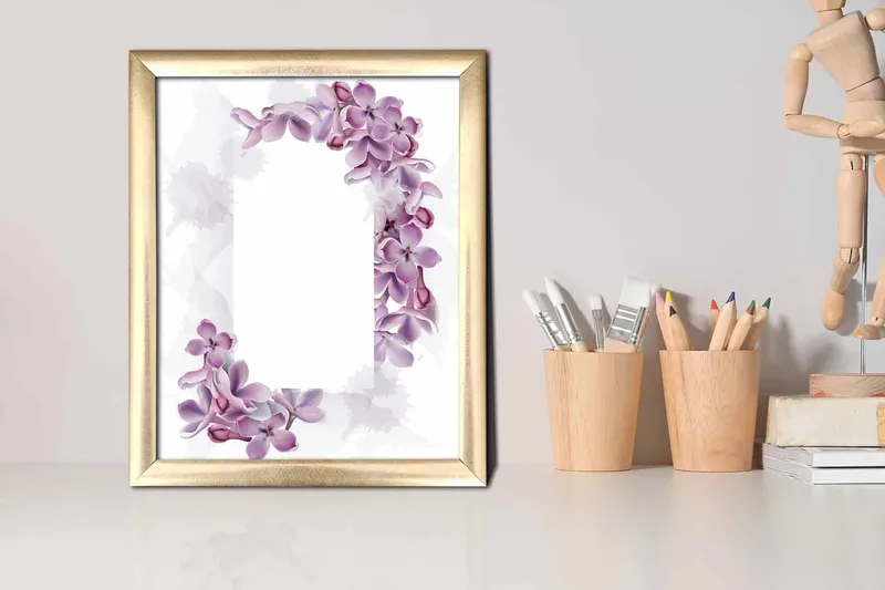 Billede Blomster med ramme flerfarvet - 22,3x52,8 cm - Boligtilbehør - Billeder & kunst