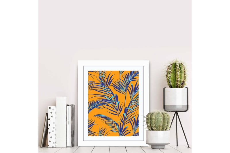 Billede Blomster med ramme flerfarvet - 22,3x52,8 cm - Boligtilbehør - Billeder & kunst