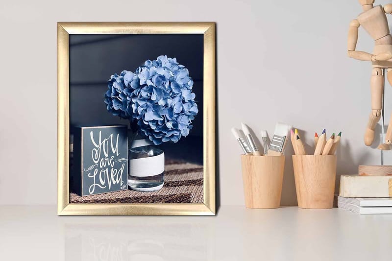 Billede Blomster med ramme flerfarvet - 22,3x52,8 cm - Boligtilbehør - Billeder & kunst