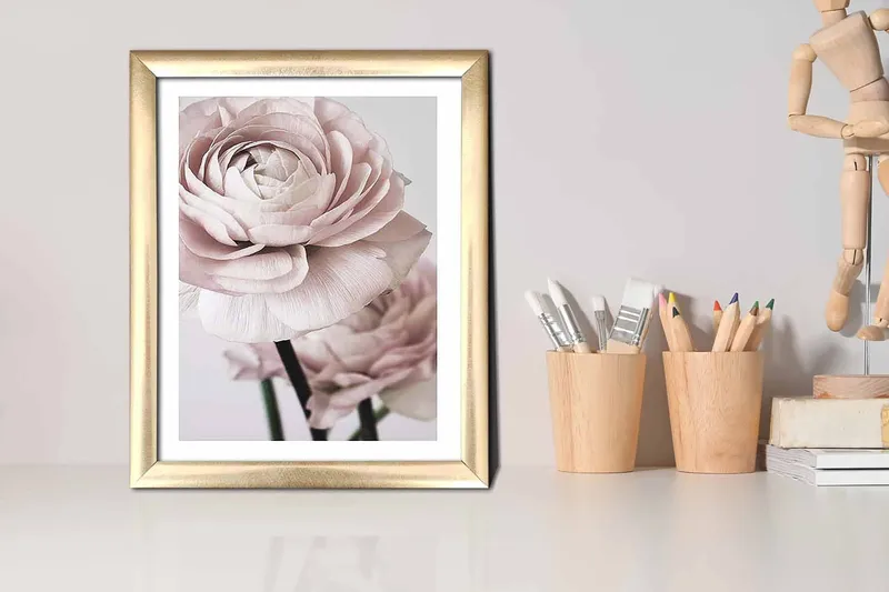 Billede Blomster med ramme flerfarvet - 22,3x52,8 cm - Boligtilbehør - Billeder & kunst