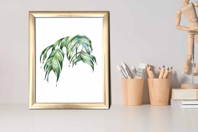 Billede Blomster med ramme flerfarvet - 22,3x52,8 cm - Boligtilbehør - Billeder & kunst