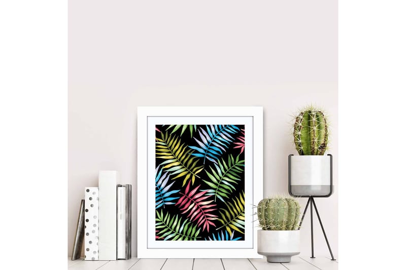 Billede Blomster med ramme flerfarvet - 22,3x52,8 cm - Boligtilbehør - Billeder & kunst