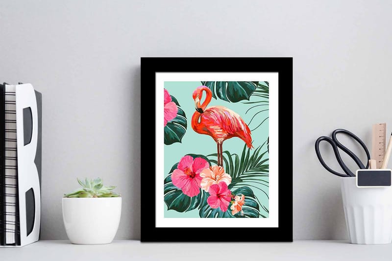 Billede Blomsterdyr med ramme flerfarvet - 22,3x52,8 cm - Boligtilbehør - Billeder & kunst