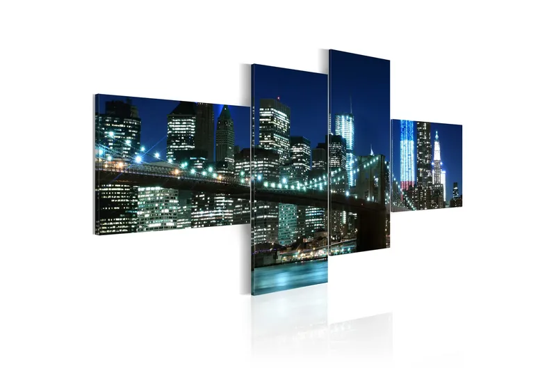 Billede Brooklyn Bridge Illuminated At Night 100x45, Artgeist sp. z o. o.