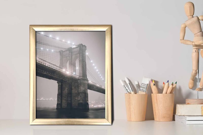 Billede By med ramme flerfarvet - 22,3x52,8 cm - Boligtilbehør - Billeder & kunst