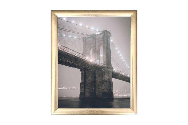 Billede By med ramme flerfarvet, 22,3x52,8 cm