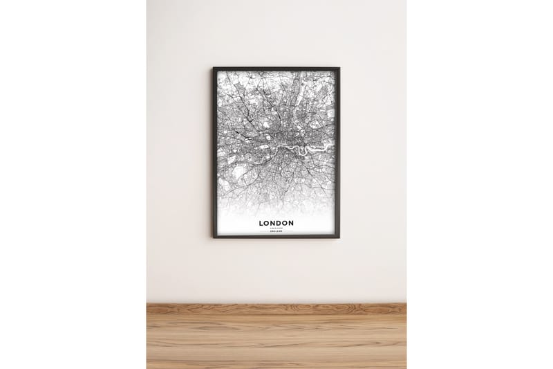 Billede By med ramme flerfarvet, 33x65 cm