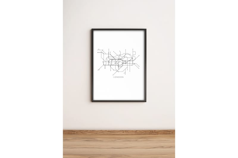 Billede By med ramme flerfarvet, 33x65 cm